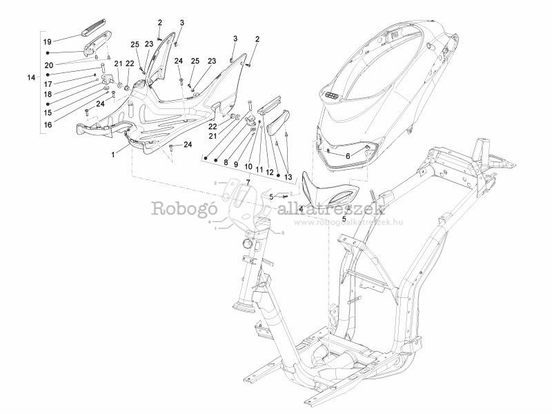 Piaggio Liberty 150 4T 3V ie LEM 2013-2015 RP8M735 Central Cover - Footrests - Frame