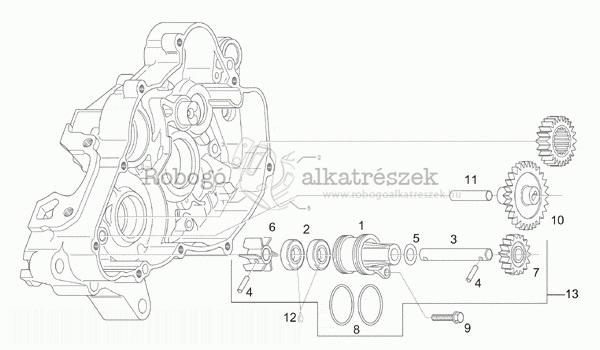 APRILIA RS125 1999-05 ZD4SF00 Water Pump Assy - Parts