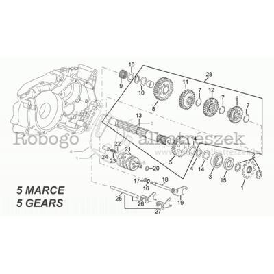 Driven Shaft - 5 Gears - Parts