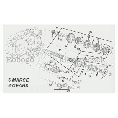 Driven Shaft - 6 Gears - Parts